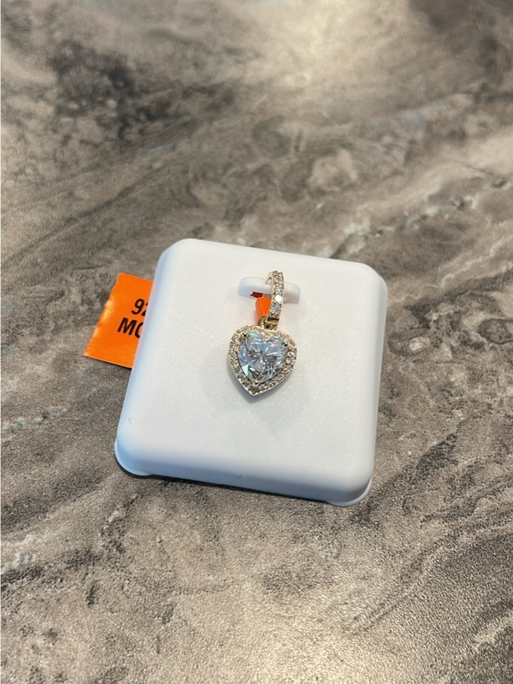 NWT .925 silver moissanite heart pendant